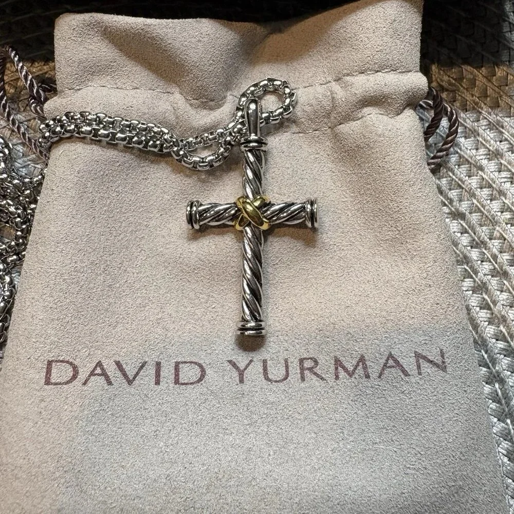 David Yurman X Cross-Branded Necklace - 18K Gold and Sterling Silver DY633 - Picture 3 of 3